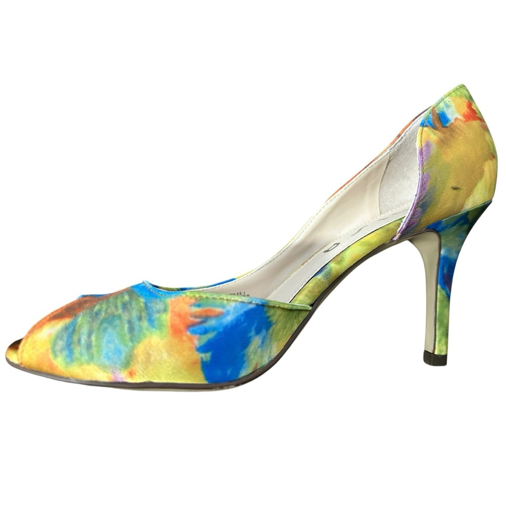 Women's Unisa Heels Size 7 Jubilee Watercolor Floral Peep Toe Pumps - Picture 7 of 8
